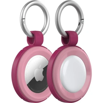 Bild av OtterBox Rugged AirTags Case, stöttåligt, fallskyddat, ultratunt, robust, skyddande fodral för Apple AirTags, inklusive karbinhake, Pink Sunset