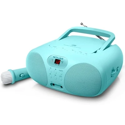 Bild av Muse M 203 KB CD spelare och FM radio för pojkar i blått bärbar med handtag Aux kontakt batteridriven eller strömkabel