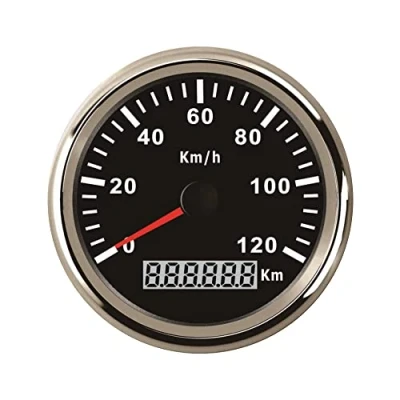 Bild av ELING Vattentät KM GPS hastighetsmätare vägmätare 120 km/h för bil motorcykel traktor lastbil med bakgrundsbelysning 85 mm 12 V/24 V