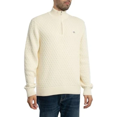 Bild av GANT Textured HALF ZIP Stickad tröja, Storlek: XL, Cream