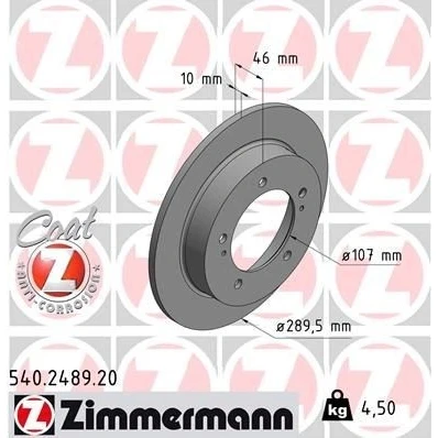 Bild av ZIMMERMANN COAT Z 540.2489.20 Disque de frein 290 10 7/5 5 140 plein revêtu SUZUKI: Jimny SUV, Vitara I SUV Cabriolet