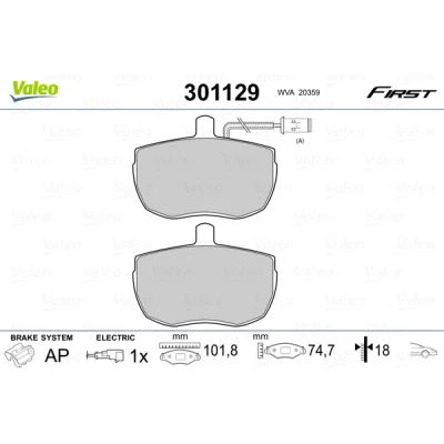 Bild av VALEO 301129 Jeu de plaquettes frein FIRST Essieu avant contact signal d&#039;usure inclus sans tôle anti bruit IVECO: DAILY 1 Kasten/Kombi,