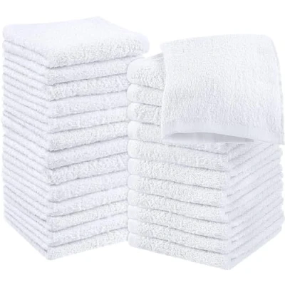 Bild av Utopia Towels (Set om 24 Vit) tvätta dukar 30 x cm, 100% ringspunnen bomull, flanellväv av högsta kvalitet, högabsorberande och mjuka fingertoppshanddukar med mjuk beröring