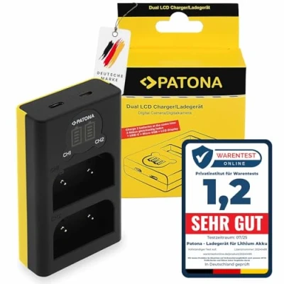 Bild av PATONA BLX 1 batteriladdare (1713 USB Dual LCD Mini) kompatibel med Olympus OM 1/strömförsörjning via C eller mikro