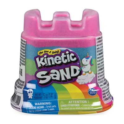 Bild av Kinetic sand regnbåge enhörningsbehållare skiktad med 141 g magisk kinetisk från Sverige, för barn 3 år