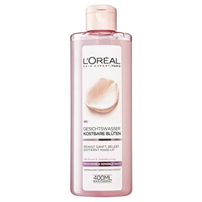 Bild av L&#039;Oréal Paris Ansiktsrengöring, uppfriskande ansiktsvatten och sminkborttagare för rengöring vård, ros jasmin extrakt, 1 x 400 ml