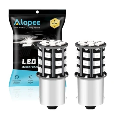 Bild av Alopee 2 pack BA15S P21W 1156 LED glödlampor, 12 V 24 röd 2835 33 SMD lampa för bromsljus bakstopp parkeringsljus positionsljus interiör husbilslampor