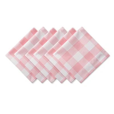 Bild av DII Buffalo Check Collection klassisk bordsskiva, servettset, 20 x 20, rosa och vit 6 stycken
