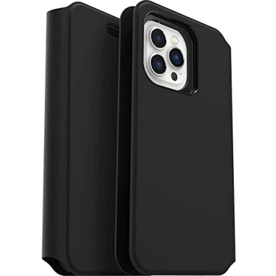 Bild av OtterBox Strada Via skal för iPhone 13 Pro Max, stöttåligt, fallsäkert, tunt, skyddande Folio med korthållare, testad till militärstandard x2, Svart