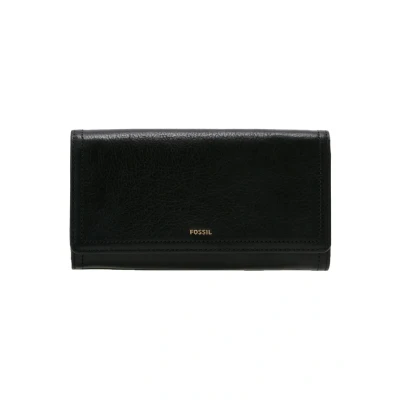 Bild av Fossil plånbok för kvinnor Logan, läder/polyuretan Trim Flap Clutch svart 19,4 cm L x 2,5 B 10,2 H SL7833001