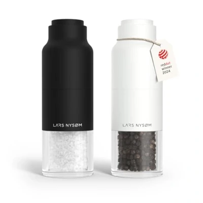 Bild av LARS NYSØM Salt och pepparkvarnset I rostfritt stål med justerbar malverk Flaskdesign Kryddkvarnset Manual (Black/White)