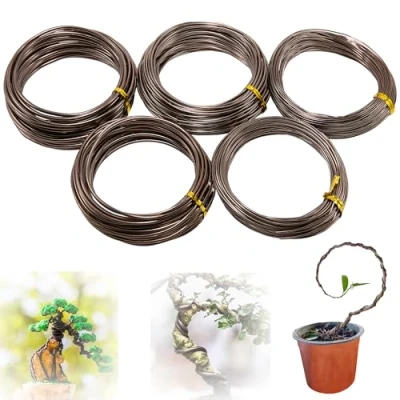 Bild av DZDSBB bonsai aluminiumtråd 2 mm mjuk järntråd kreativ fritid kit för 5 storlekar bonsaigarn i anodiserat aluminium 1,0 mm, 1,5 2,0 2,5 3,0 (totalt 50 meter) (brun)