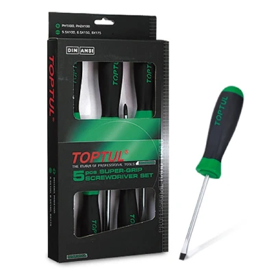 Bild av TOPTUL GAAE0504 Kit de tournevis 5 Matière plastique Fente, Cruciforme (PH) 5.5, 6.5, 8.0, PH1, PH2 Écran (carton)