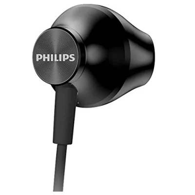 Bild av Philips UE100BK/00 In Ear Hörlurar Trådbundna med Förbättrade Basprestanda (14,2 mm Högtalarelement, Ergonomisk Design, 1 m Kabel) Svart 2020/2021 Modell