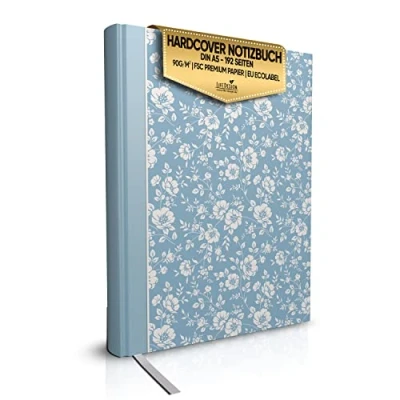 Bild av LifeDesign anteckningsbok A5 blank dagbok, bullet journal, skissbok, resedagbok för vuxna, inbunden med 192 sidor, bokmärke, 90 g premiumpapper i gräddvitt &quot;Trentino&quot;