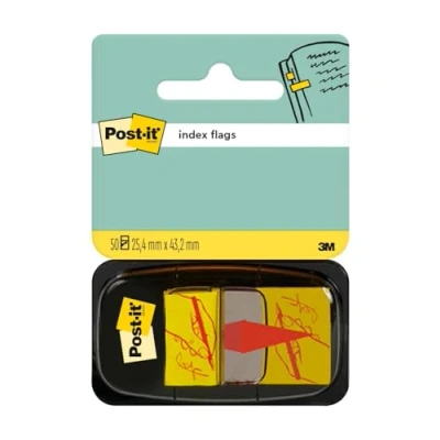 Bild av Post it Index 680 31 Indexflaggor med dispenserare 25.4 x 43.1 mm 50 ark gul