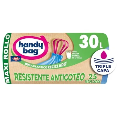 Bild av Handy Bag 30 L sopsäckar, extra resistent, droppfri, 80% återvunnet material, 25 väskor