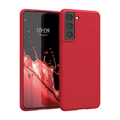 Bild av kwmobile Fodral kompatibelt med Samsung Galaxy S21 mjukt silikonfodral klassiskt rött