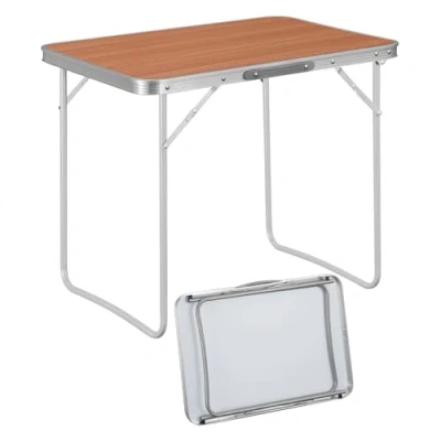 Bild av WOLTU Campingbord, fällbord, resebord med handtag, 70 x 50 60 cm (L B H) fällbart trädgårdsbord av aluminium och MDF för picknick, strand, utomhus, ek, CPT8135ei