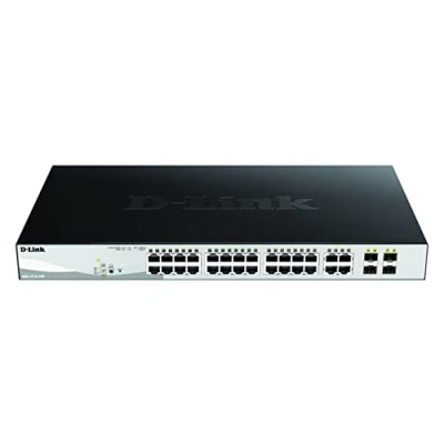 Bild av D Link DGS 1210 28P/E Gigabit Smart+ Switch 28 port varav 24x PoE portar och 4x Combo SFP Endast EU nätsladd