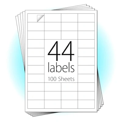 Bild av RELSY A4 självhäftande tomma adressetiketter för Amazon FBA frakt 44 etiketter per ark, 100 ark/4400 bläckstråle och laserjet utskrivbara etiketter, 48,3 x 25,4 mm (100 ark)