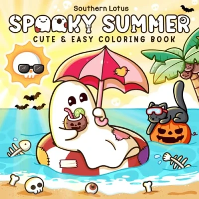 Bild av Spooky Summer: Coloring Book for Adults and Teens with Cute Creepy Characters Enjoying Summer Days, Simple Easy Designs Relaxation