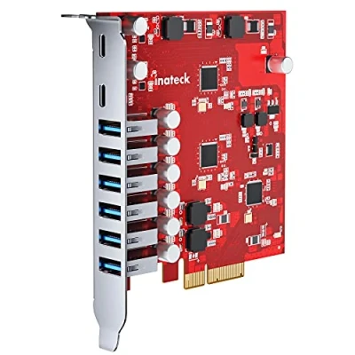 Bild av Inateck RedComet U22, PCIe till USB 3.2 Gen 2 expansionskort, 6 typ A och C portar, 16 Gbps, röd