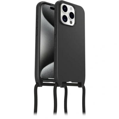 Bild av Otterbox React Necklace Case med MagSafe för iPhone 15 Pro, ultratunnt, skyddande skal justerbart och avtagtart halsband, testad till militärstandard, Svart