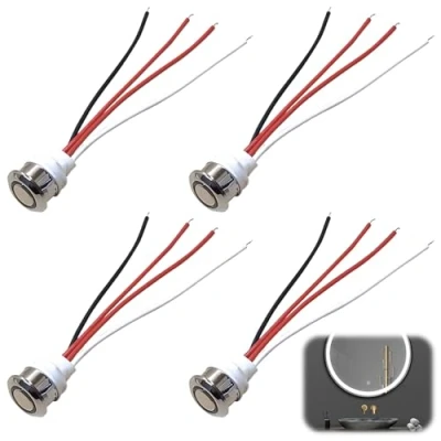Bild av 4 stycken 524 V DC LED touch dimmer strömbrytare, 12 strömbrytare för 18 mm monteringshål, sensorbrytare steglös dimning remsor, beröringsknapp ljus, skåp, garderob