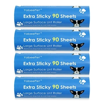 Bild av YabeePet 4 pack luddrullar påfyllningar 16 cm bredd, 90 ark per rulle (totalt 360 ark)
