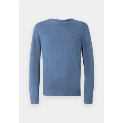 Bild av Tommy Hilfiger Essential SSNL bomull rund hals MW0MW3999 pullover tröja, blå, XS, Blå (Petrol Blue Heather), XS