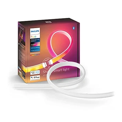 Bild av Philips Hue Gradient Lightstrip, Utökningsenhet 12.3 W, 1000 LM, 2200 6500 K, 16 Miljoner Färger, Flerfärgsfunktion, Zigbee &amp; BT, Röststyrning via Amazon Alexa, Google Home, Siri, Vit, 1 m