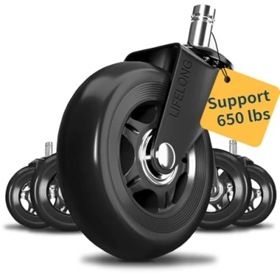 Bild av Lifelong 5stk Kontorsstol Hjul, 11 mm x 22 mm,Supertysta och mjuka hjul,Kontorsstolshjul Hårda golvhjul, Office Chair Wheels Golvhjul Möbelhjul för Hemmakontoret,Gaming Rullar golv Svart