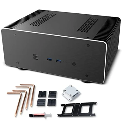 Bild av Akasa Maxwell Pro Plus, aluminiumfläktlöst Mini ITX fodral, LGA1700 klart, termiskt kit ingår, liten formfaktor datorchassi för spel och HTPC audiofila miljöer, A ITX48 M2B