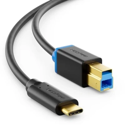 Bild av deleyCON 3,0m USB 3.0 Skrivarkabel Skannerkabel Anslutningstyp 3.1 C till B 5 Gbit/s Datakabel för t.ex. Dator Skrivarens Externa Hårddisk Svart