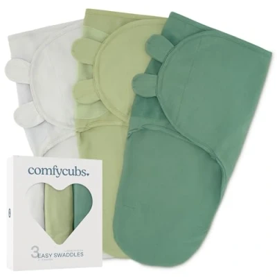 Bild av Bekväma ungar babyfilt, swaddle filt 3 6 månader, nödvändigheter för nyfödda, spädbarn sovsäck wrap, 100 % andningsbar bomull, baby pojke flicka, justerbar pack (sten, salvia, azul, stor)