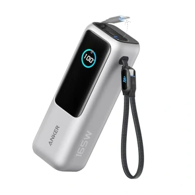 Bild av Anker Zolo Power Bank (25K, 165W, Built In USB C and Retractable Cable) High Speed Portable Charger, 1 C, A, Battery Pack for iPhone 16/15/15 Pro/15 Pro Max/15 Plus, MacBook, Galaxy More