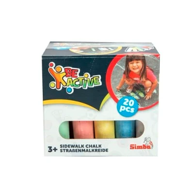 Bild av Simba 106336210 Gatukritor 20 Pack Från Toys i 5 Färger: Blå, Gul, Röd, Grön och Vit. Mått: 2,5x10,5cm, 3 år