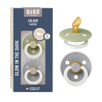 Bild av BIBS Colour Napp 2 pack Latex Stl 1 Anatomisk, Sage Glow/Cloud Glow