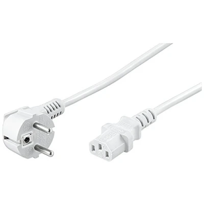 Bild av Goobay 95140 IEC kabel 2 m/C13 uttag &amp; 90 graders skyddskontakt vinkelkontakt/universell PC monitor strömkabel C13 strömkabel/vit/2 m