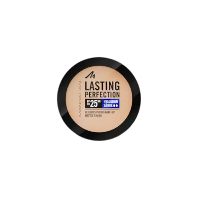 Bild av Manhattan Lasting Perfection Compact Makeup, pulvermakeup med hög täckning för en naturlig, matt finish, färg. 003 sesame, 7 g