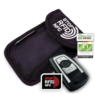 Bild av MakakaOnTheRun bilnyckelsfodral Keyless Go skydd med 2 RFID skyddsfack. Bilnyckelskydd nyckelless/bilnyckelväska för alla bilar från EU, Asien och Amerika, Svart 1 pack, KeySafeCase