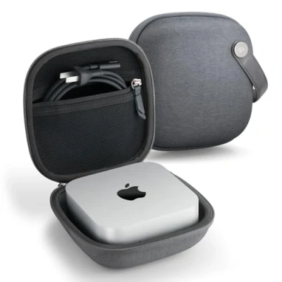 Bild av Spigen Klasden fodral med hårt skal designat för Mac mini M4/M4 Pro Chip 2024 bärväska läderhandtag svart