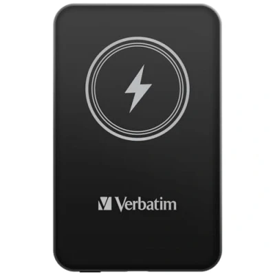 Bild av Verbatim Magnetic Power Bank 5000 mAh, trådlös laddare 15 W, 20 W PD via USB C, liten och magnetisk för iPhone 15, 14, 13, 12, Pro, Max, Samsung, iPad, svart