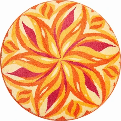 Bild av Grundläggande badmatta 100% polyakryl, ultramjuk, halkfri, Öko Tex certifierad, 5 års garanti, DANZENDER Himmel, badrumsmatta 100 cm rund, orange