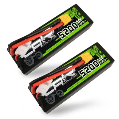 Bild av OVONIC 2S lipo batteri 5 200 mAh 7,4 V 50 C hårt fodral med XT60 kontakt för 1/8 eller 1/10 RC bil lastbilar flygplan helikopter båt (2 st)