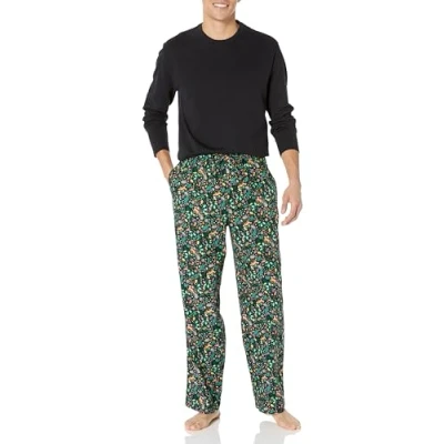 Bild av Amazon Essentials flanellpyjamasset för män (finns i stora och långa), svart folklor, 6X Large Big