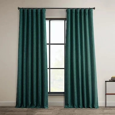 Bild av HPD Half Price Drapes Texturerade mörkläggningsgardiner i konstgjort linne för sovrum, 1 längd, gardiner vardagsrum, heminredning, 127 x 305 cm (B L), blågrå (Slate Teal)