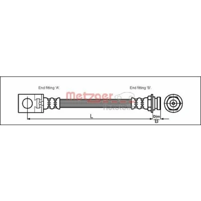 Bild av METZGER 4113524 Flexible De Frein 347 3/8&quot; 24 JEEP: Cherokee II