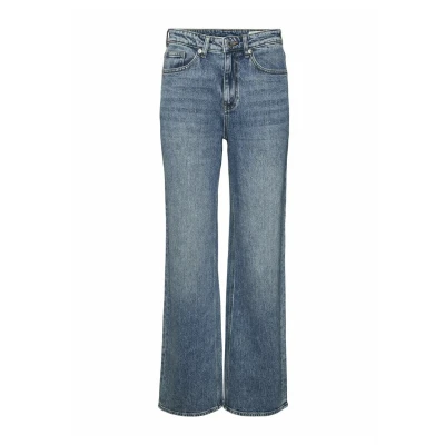 Bild av VERO MODA dam bred skuren VMTESSA hög midja vida jeans, Mellanblå denim, 25W / 30L